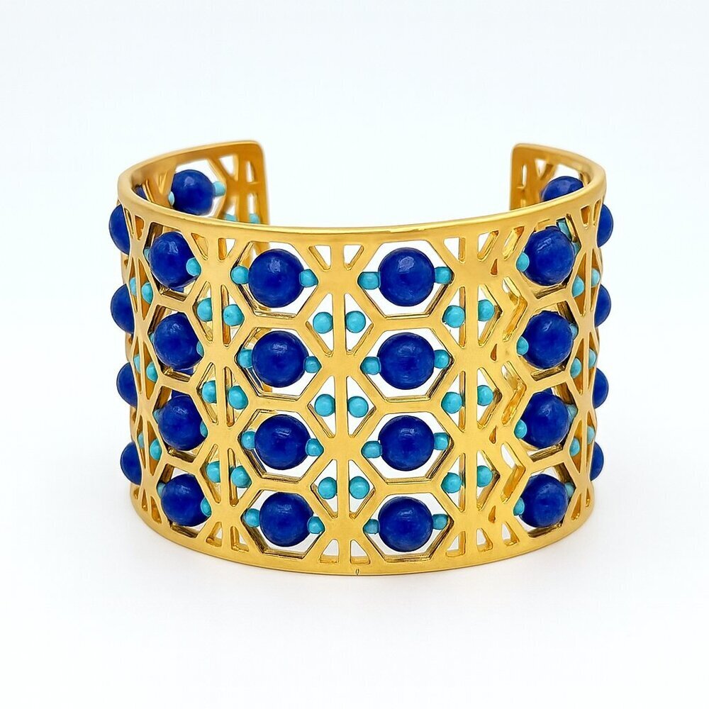 Stella & Dot Abacus Gold and Blue Cuff - Picture 7 of 7